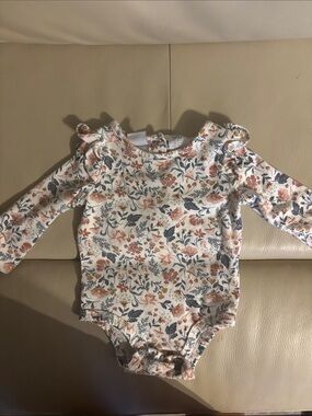 Tahari Floral Long-Sleeve One-Piece in Cream, Rust and Navy